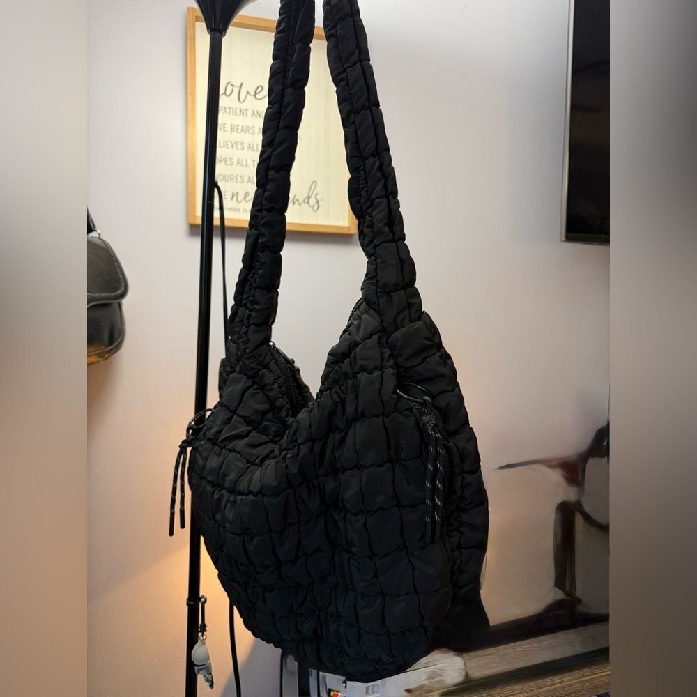 Urban Fit by Urban Expressions Leda Black Puffer HoboTote Bag - Black